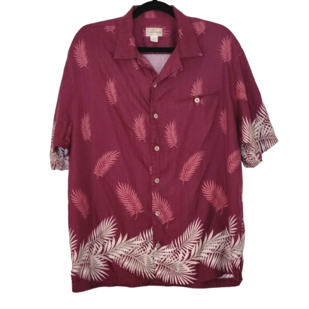 Island PARADISE SILK MEN'S FLORAL SHIRT SIZE L Button Down
